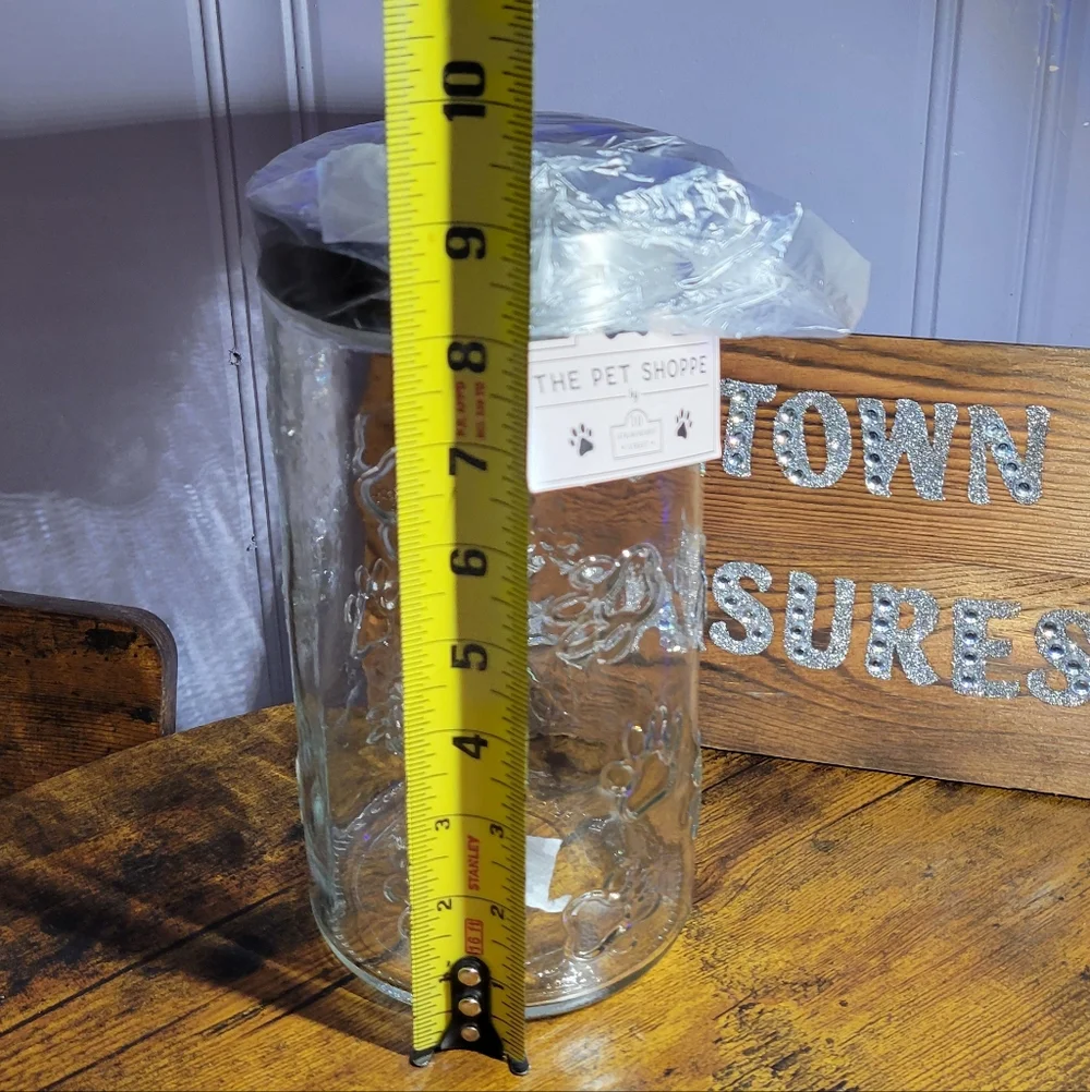 THE PET SHOPPE Glass Dog paw print Storage Jar with Silver Lid